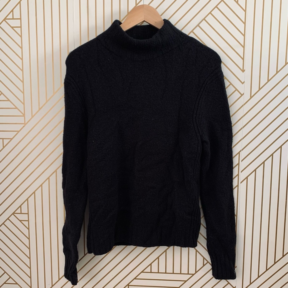 J.Crew Turtleneck sweater Supersoft yarn in black merino wool alpaca ribbed L